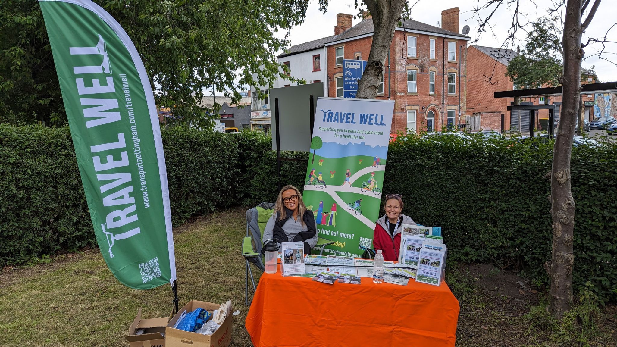 Kate and Charlotte sat at their stall