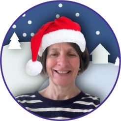 Helen Oparinde, NCVS Group Support Coordinator, Broxtowe in a Santa hat