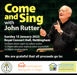 Image promoting Come and Sing event with John Rutter