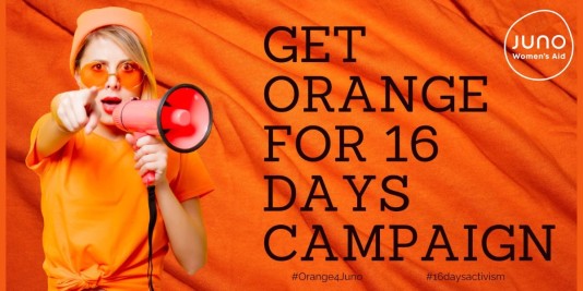 Juno Women's Aid get orange for 16 days campaign banner