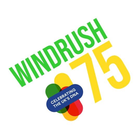 Windrush 75 anniversary logo - celebrating the UK's DNA