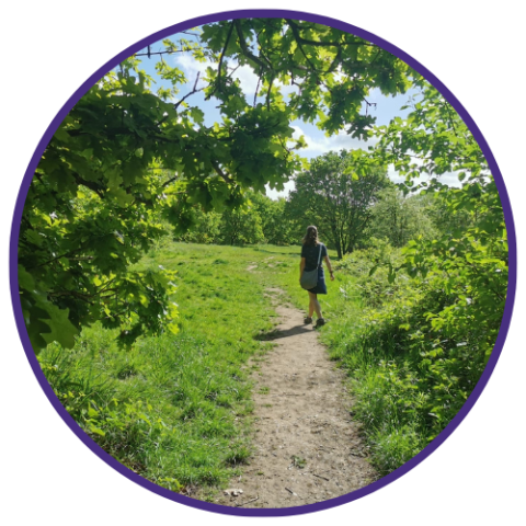 Kate walking in the Alexandrina Plantation Nature Reserve (which can be found in the GreenSpace NG app)